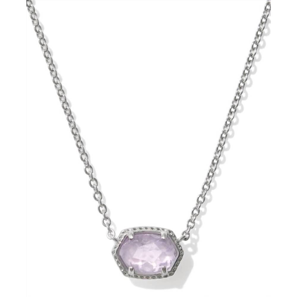 NEW KENDRA SCOTT women's daphne frame short pendant necklace in rhodium purple a